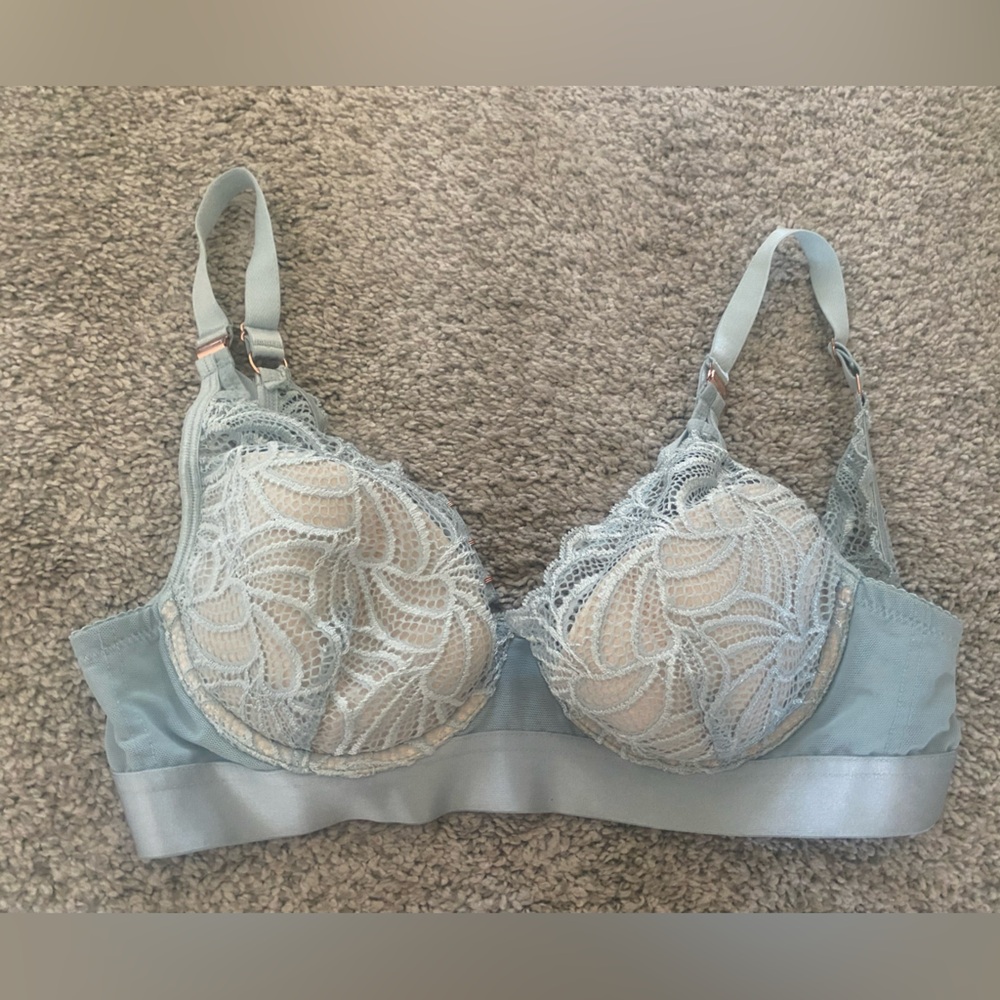 HOT MILK Blue Lace Underwire Bra 34 C